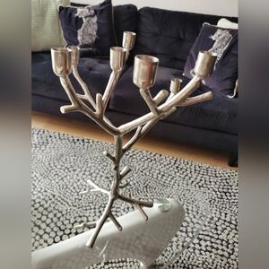 Metal Branch Candelabra - Silver Tree-Style Candle Holder